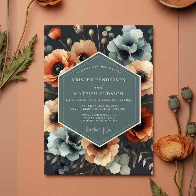 Invitación Boda Opulenta Floral de Terracota (Subido por el creador)