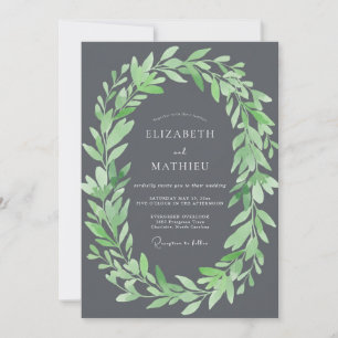 Invitación Boda Orgánica Bosque de Gris Carbón