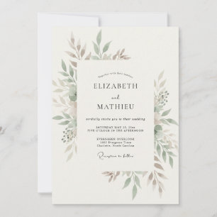 Invitación Boda Orgánica de Foliaje Verde Salvia
