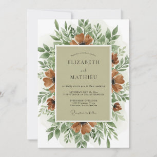 Invitación Boda Orgánica de Otoño en Verde Salvia