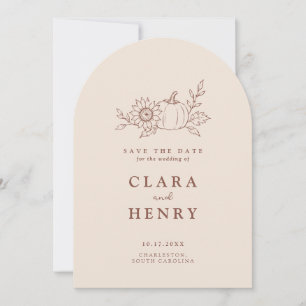 Invitación Boda Orgánica Minimalista de Otoño Guardar la Fech