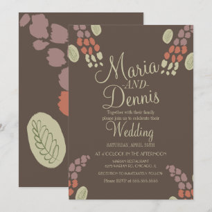 Invitación Boda Orgánica Neutral de Terracota Simple de Otoño