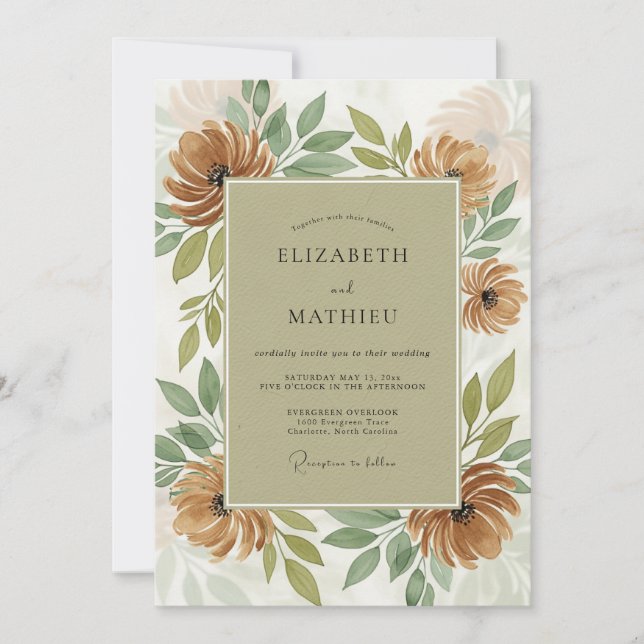 Invitación Boda Orgánica Otoñal (Anverso)