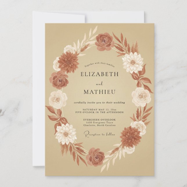 Invitación Boda Orgánica Otoñal de Óxido (Anverso)