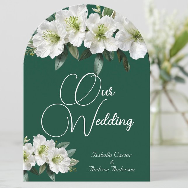 Invitación Boda Orgánico Azaleas Selva Blanca Floral Verde (Subido por el creador)
