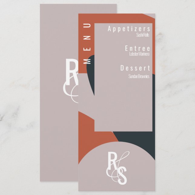 Invitación Boda Orgánico Azul de Terracota (Anverso / Reverso)