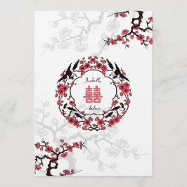 Invitación Boda oriental con flores de cerezo