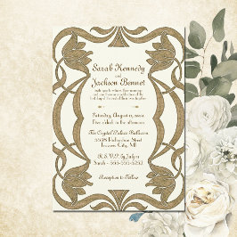 Invitación Boda Ornate Art Nouveau de Marfil y Gold Elegant