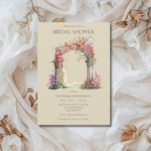 Invitación Boda Ornate Floral Rosa Ducha Británica