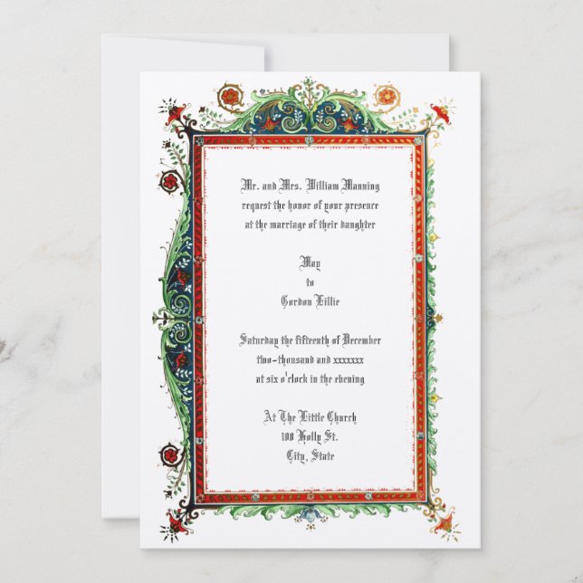 Invitación Boda Ornato de la época victoriana de 1893 (Anverso)