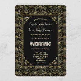 Invitación Boda | Oro Black Roaring Art Deco de los años 20