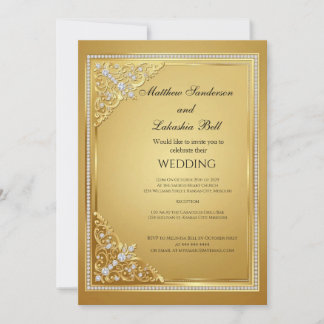 Invitación Boda Oro Diamantes Elegante