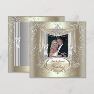 Invitación Boda Oro Menta Plata Ornate Elegante