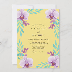 Invitación Boda Orquídea Amatista Amarilla