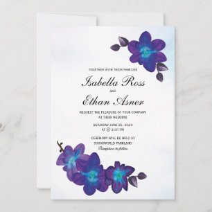 Invitación Boda Orquídea Azul Turquesa Púrpura
