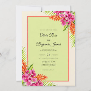 Invitación Boda Orquídea Chartreuse Magenta