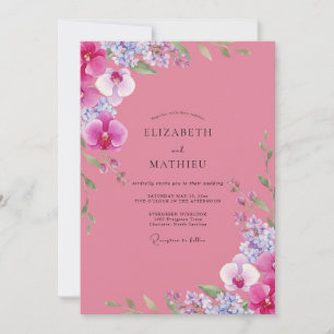 Invitación Boda Orquídea Morada Fucsia