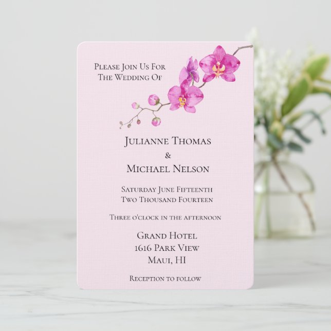 Invitación Boda Orquídea Rosa (Anverso de pie)