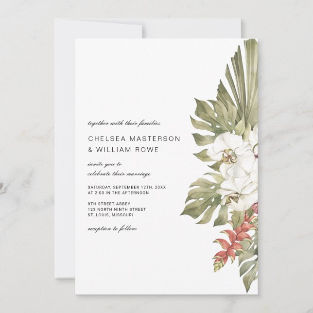 Invitación Boda Orquídea Tropical (Anverso)