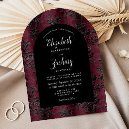 Invitación Boda oscura de Borgoña con Arco de Damasco Negro