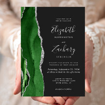 Boda Oscura de Cazador Moderno Verde Plata Ágata