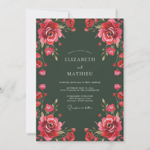 Invitación Boda oscura de invierno con tonos verdes melancóli