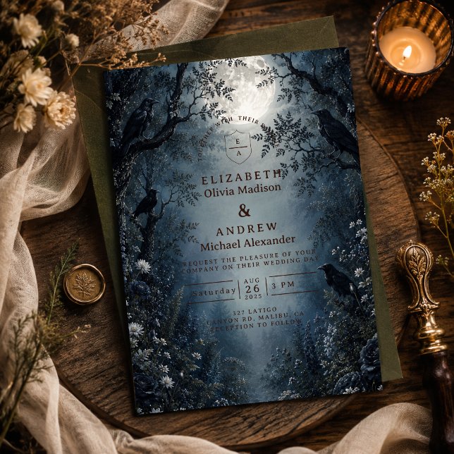 Invitación Boda oscura y boscosa con estilo (Subido por el creador)