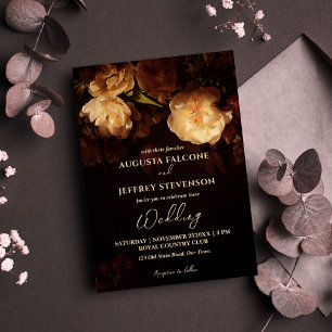 Invitación Boda oscura y elegante con estilo vintage todo en 