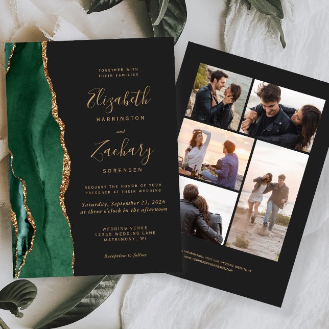 Invitación boda oscuro de 5 fotografías de la Emerald Green G (Subido por el creador)