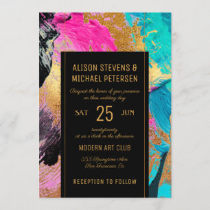 Invitación Boda oscuro de la pintura abstracta moderna de la 