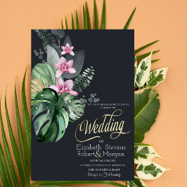 Invitación Boda oscuro de las flores tropicales