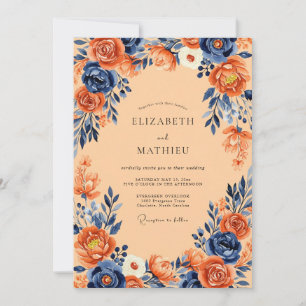 Invitación Boda Otoñal Abundante en Azul Marino