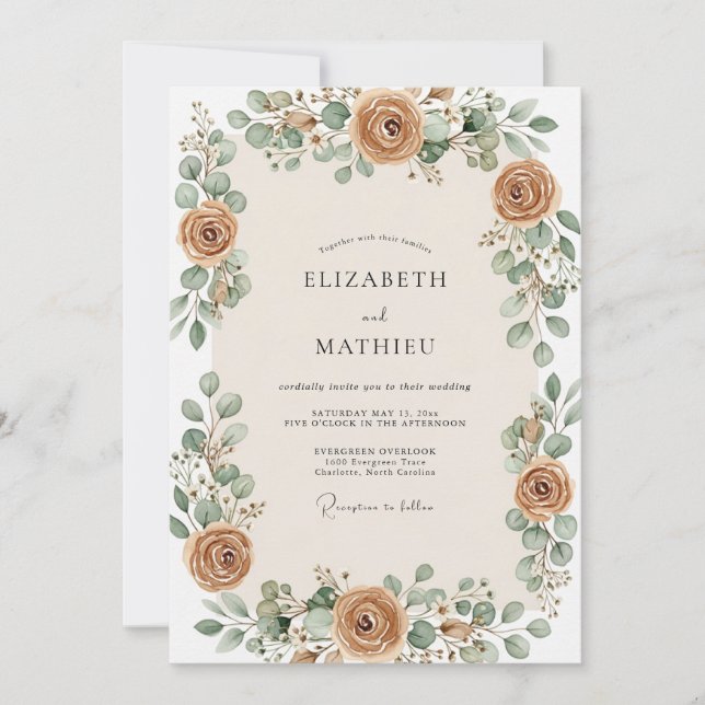 Invitación Boda Otoñal Abundante en Ocres (Anverso)