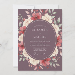 Invitación Boda Otoñal Adornada de Malva