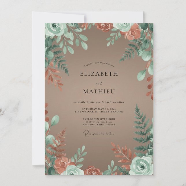 Invitación Boda Otoñal Amortiguada de Caramelo (Anverso)