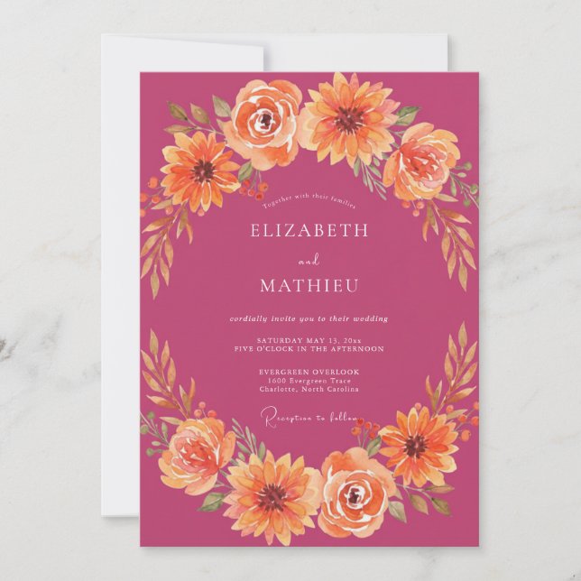Invitación Boda Otoñal Animada Magenta (Anverso)