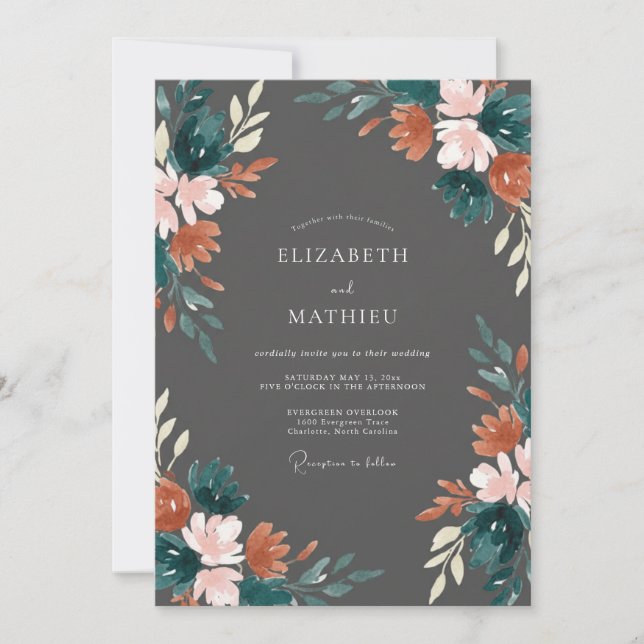 Invitación Boda Otoñal Artística con Carbón (Anverso)