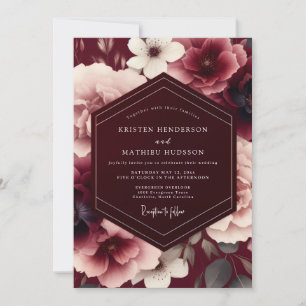 Invitación Boda Otoñal aterciopelada de Borgoña