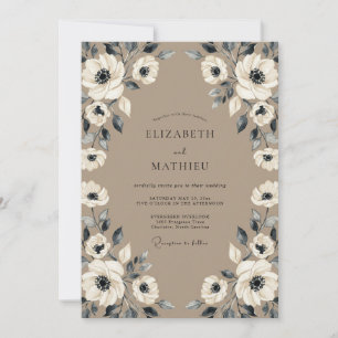 Invitación Boda Otoñal Atmosférica de Color Topo