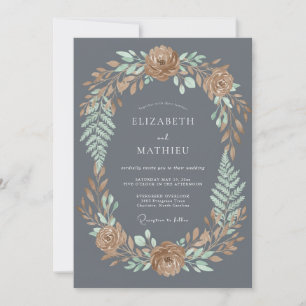 Invitación Boda Otoñal Atmosférica Gris Carbón