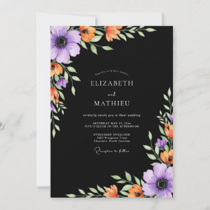 Invitación Boda Otoñal Atractiva Negra