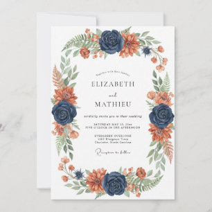 Invitación Boda Otoñal Audaz de Óxido de Marina