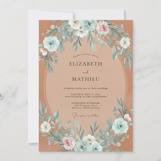Invitación Boda Otoñal Boho Serena de Terracota (Anverso)