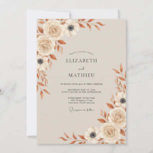 Invitación Boda Otoñal Botánica Crema