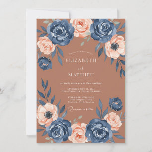 Invitación Boda Otoñal Botánica Pintada en Terracota