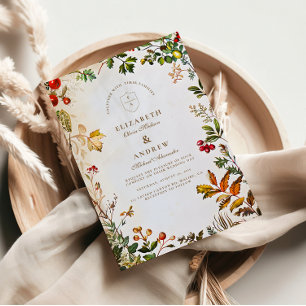 Invitación Boda Otoñal Botánica Vintage