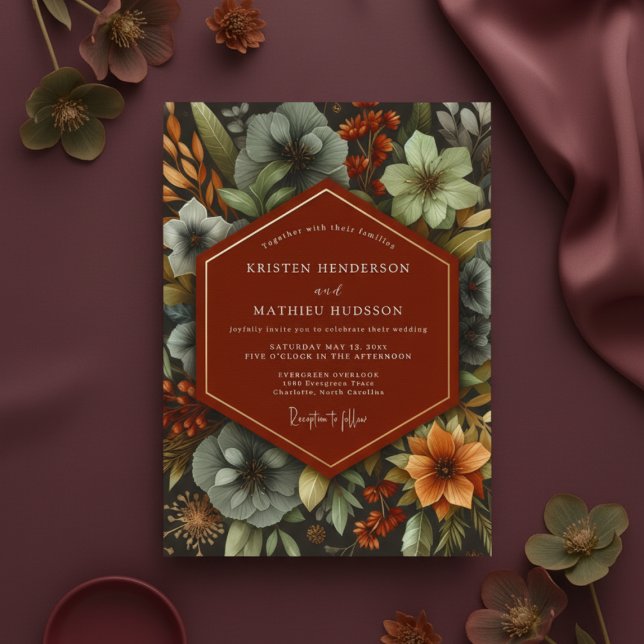 Invitación Boda Otoñal Botánico de Terracota (Subido por el creador)