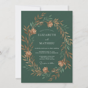 Invitación Boda Otoñal Brillante Verde Cazador