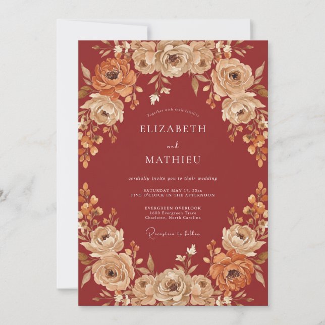 Invitación Boda Otoñal Cálida con Canela (Anverso)