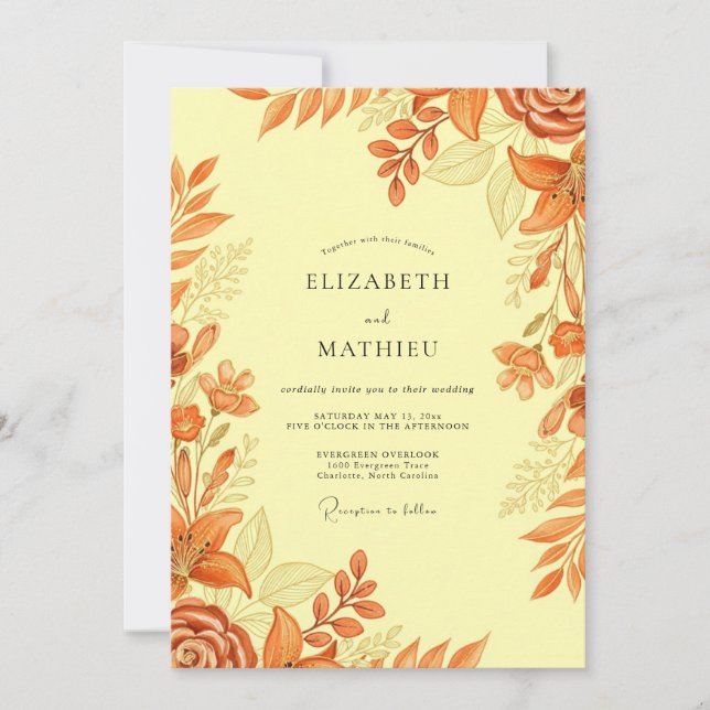 Invitación Boda Otoñal Cálida de Terracota (Anverso)